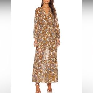 Karina Grimaldi Grecia Print Dress in Camel Garden